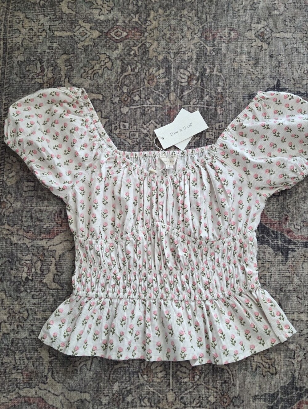 100% Cotton Floral Short Sleeve Top